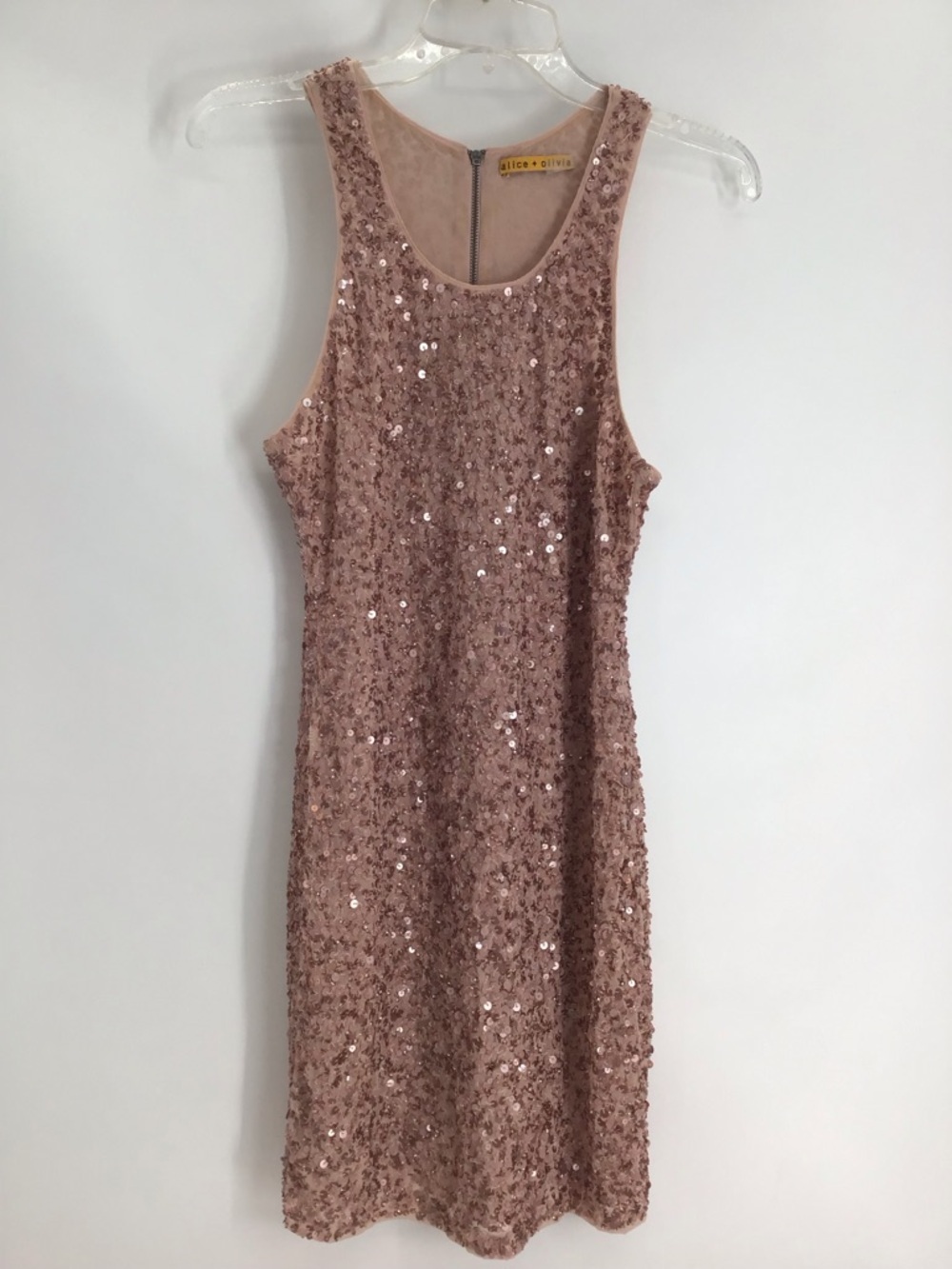 Alice + Olivia Kendra Sequined Beaded Mini Racerback Party Dress Pink Size XS - Picture 2 of 11
